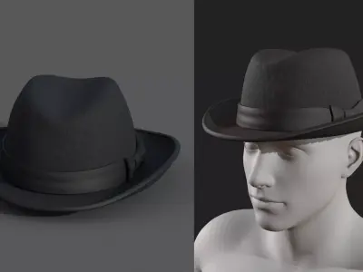 Human Hat cap cloth leather protection classic  Low-poly 3D model