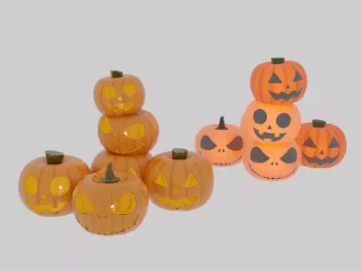 Jack-o-lantern lamps and indirect lighting Low-poly 3D model