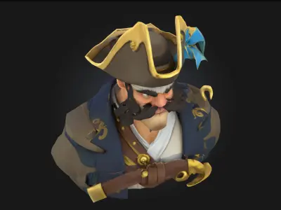 Captain Mustachio  Stylized Pirate Character 3D model