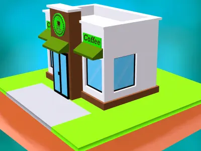 Coffee shop  Low-poly 3D model