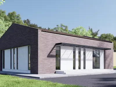 Commercial building Low-poly 3D model