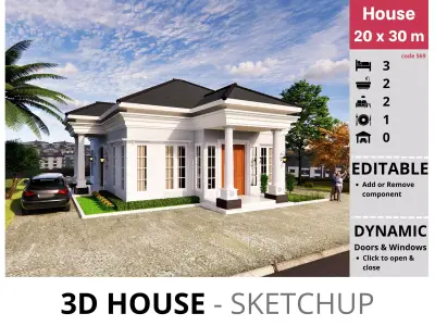 House 20x30m code 569 - Sketchup 3D model 3D model 3D model