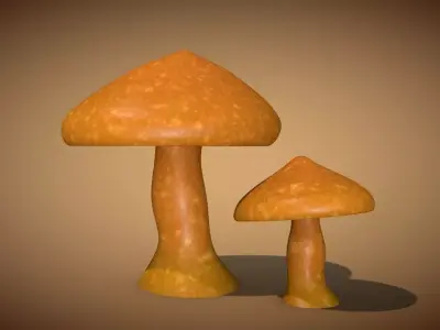 Mushroom 1 two mushrooms Low-poly 3D model