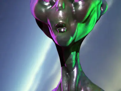 Extraterrestrial alien with face and eyes 3D model