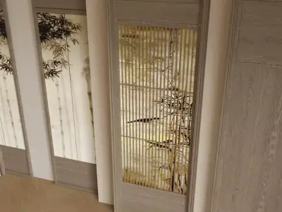 Chinese   style sliding door 3D model