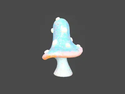 Fantasy Mushroom B05 Blue Orange - Scene Backdrop Design Low-poly 3D model