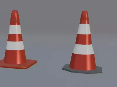  Traffic Cone Low Poly Game Ready Two Prop 3D Model Low-poly 3D model