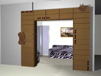 Living Room passage Low-poly 3D model