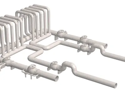 Industrial White Pipes Low Poly 3D model
