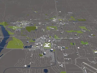 Bismarck North Dakota USA 50x50km 3D model