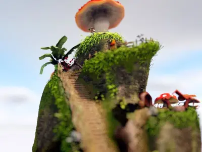 Fungus Nest Low-poly 3D model