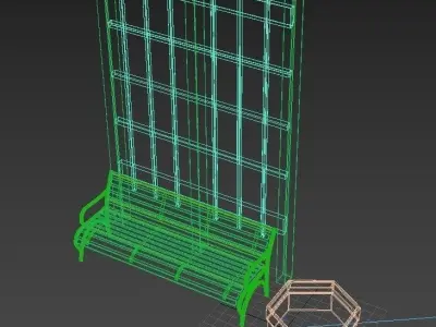 Park bench 3D model 7