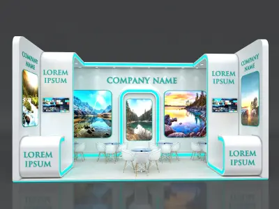 Booth Exhibition Stand Stall 8x4m Height 450 cm 1 Side Open 3D model