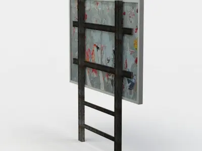 Poster abstract painting on wooden frame Low-poly 3D model