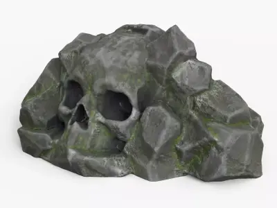 Rock Skull 1004 - Grey Jagged Stone Low-poly 3D model