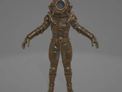 Game-Ready Rigged Deepsea Diver Female Low-poly 3D model Low-poly 3D model