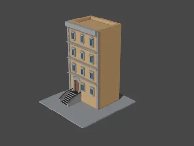Cartoon Building Low-poly 3D model