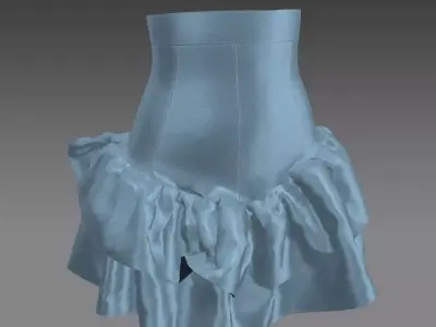 SKIRT COLOR LIGHT BLUE SILK SATIN FABRIC   3D model