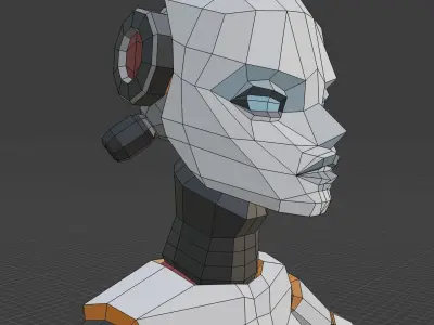 Dual-Sword Female Cyborg Low-poly 3D model