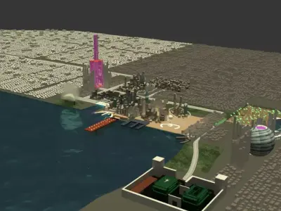 city large blender Low-poly 3D model