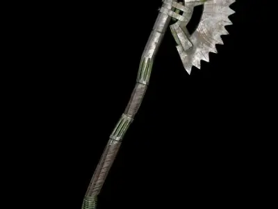 Steampunk axe low poly 6 texture options and high poly Low-poly 3D model