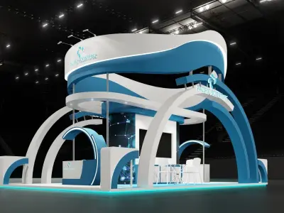 booth 9x6 white and blue 3D model