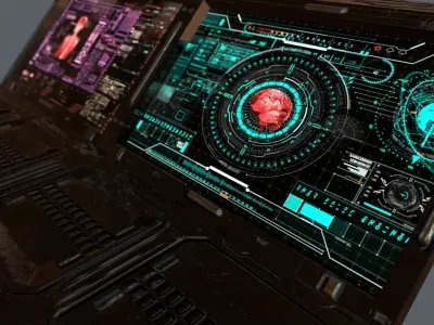 Scifi Modular Screen -Medical Computer  Videogame-Unity-PRB-glFT Low-poly 3D model