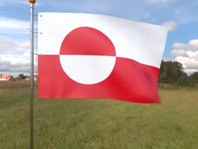 Flag Greenland animated loop 3D model