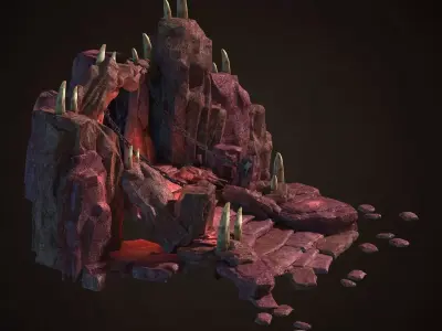 Skeleton Cave scene entrance to the cave rock 3D model