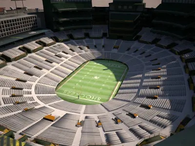 American football field Stadium Low-poly 3D model
