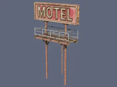 Old Motel Sign Low-poly 3D model