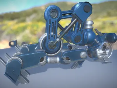 The Walking Mech Neck Blue Version Low-poly 3D model