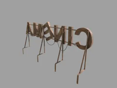Old Cinema Sign  3D model