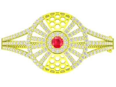 Elegant Round Halo Diamond Ring for Women 6420 3D print model