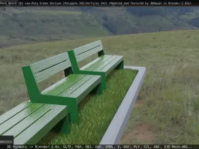 Park Bench -8- Green Version Low-poly 3D model