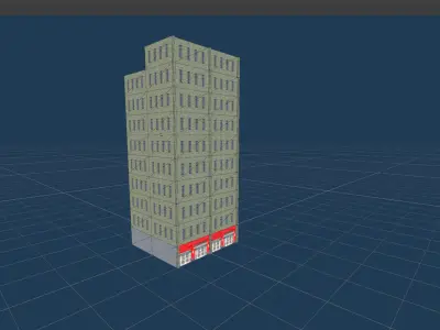Urban City Low poly game Environment Game Ready Baked Low-poly 3D model