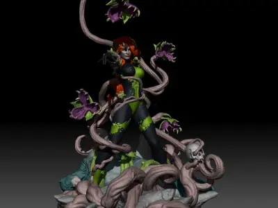 Poison Ivy Defeat Batman DC Comics STL files for 3d printing 3D print model