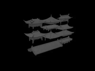 Chinese style ancient eaves china 3D model