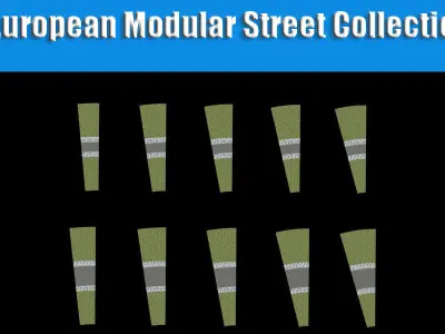 European Modular Street Collection  - Low Poly 3D Model Low-poly 3D model