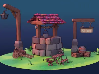 Stylized  Modular Assets - Blender Low-poly 3D model