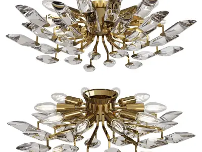 Palwa Sunburst Gilt Metal Flush Mount Low-poly 3D model
