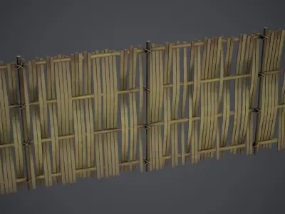 Bamboo Fence - PBR Texture Low-poly 3D model
