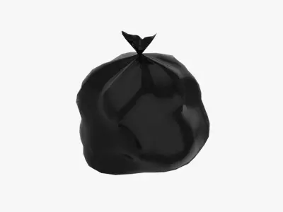 Tied Closed Black Plastic Trash Rubbish Garbage Bags 3D model