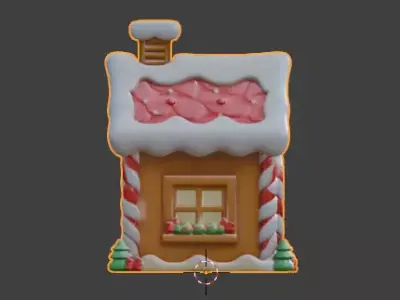 Stylized Christmas Gingerbread House 3D Model Low-poly 3D model