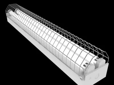 Dual Strip Fluorescent Fixture 3D model