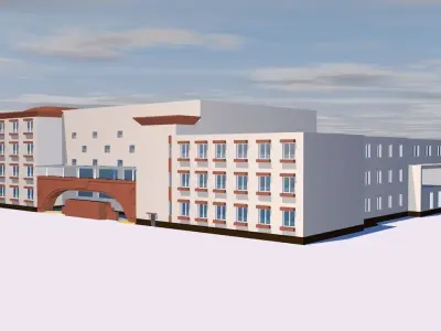 Hypermarket school building 3D model
