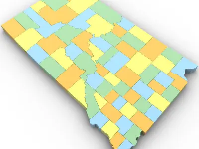 South Dakota Political Map 3D model
