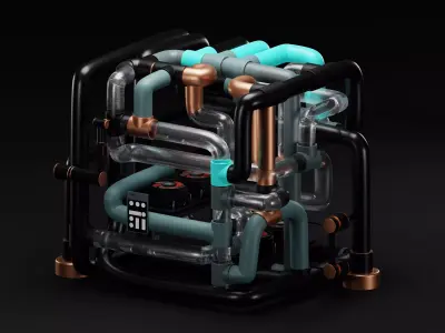 Sci-fi cooling machine Low-poly 3D model