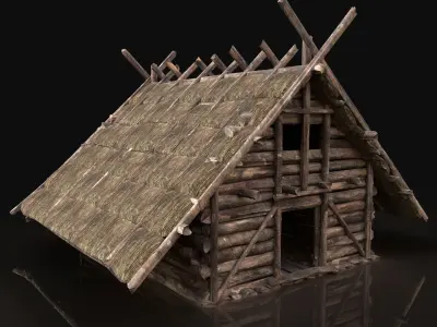 NEXT GEN AAA FANTASY MEDIEVAL VIKING WOODEN COTTAGE HOUSE HUT Low-poly 3D model