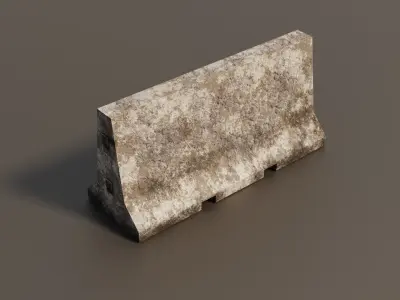 Concrete barrier  Low-poly 3D model 11